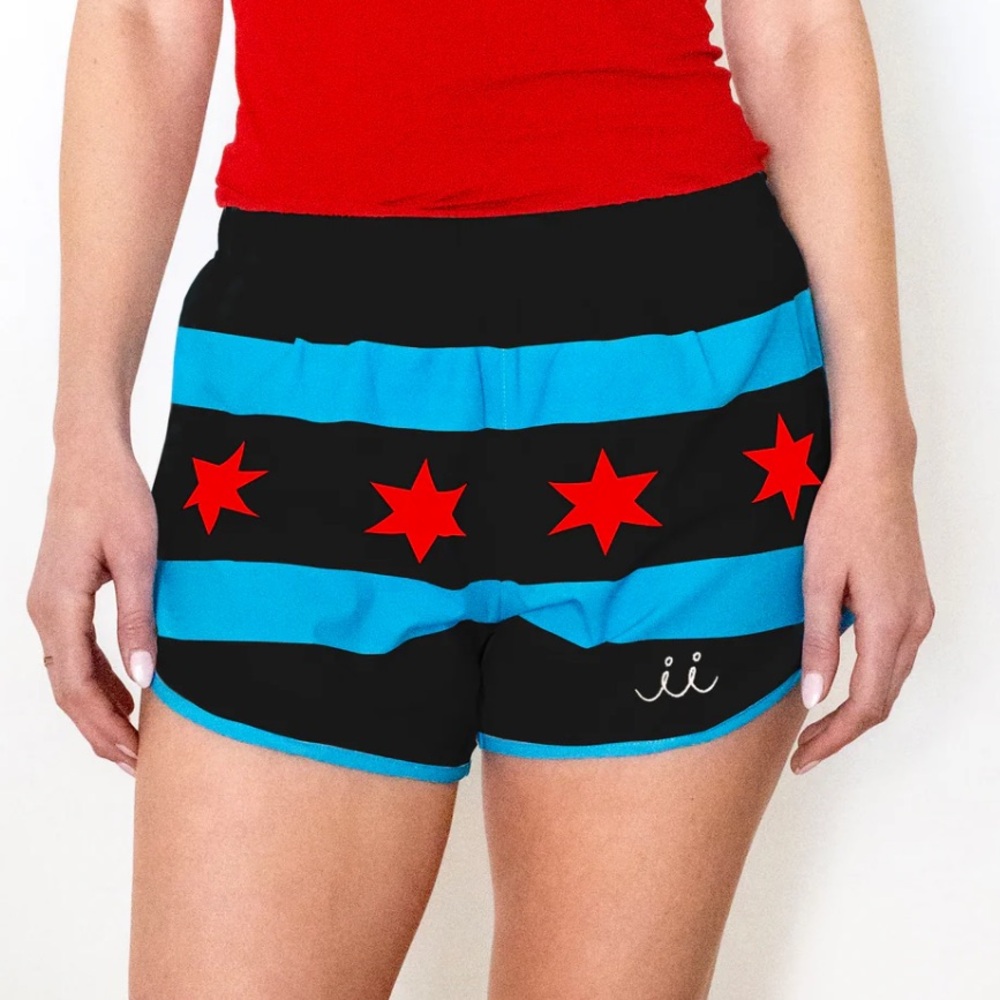 Chi Chi Sport “The Mag Miler” Women’s Size Small Running Shorts Chicago Flag